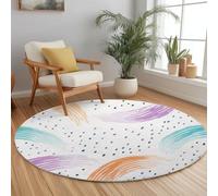Round Rugs for Living Room 150 cm Rainbow Colors Lines Polka Dots Area Rugs for Bedroom Washable Anti Slip Shaggy Soft Carpet Fluffy Floor Carpets for Kids Room