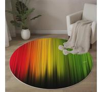 Round Rugs For Living Room 160Cm, Gradient Vertical Lines Pattern Circle Rug Machine Washable Neon Texture Carpet Floor Rugs Non Slip Soft Carpet Rug For Bedroom Kitchen Home Decor, Red Green