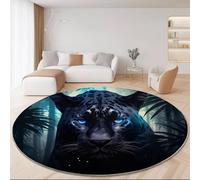Round Rugs for Living Room 180 cm, Fantasy Leopard Jungle Printed, Bedroom Colorful Round Area Rug, Washable Circle Anti Slip Carpet for Dining Room Kids Room Hallway