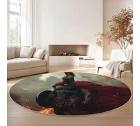 Round Rugs for Living Room 180 cm, Vintage Gothic Skull Rose Soft Carpet Anti-Skid Large Luxury Crawling, Rug Machine Washable Indoor Circle Floor Mat for Bedroom Bathroom Hallway Home Decor, Grey