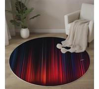 Round Rugs For Living Room 180Cm, Gradient Vertical Lines Pattern Circle Rug Machine Washable Cyber Technology Style Carpet Floor Rugs Non Slip Soft Carpet Rug For Bedroom Kitchen Home Decor, Red