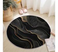 Round Rugs for Living Room 245 cm, Abstract Waves Squares Soft Carpet Anti-Skid Large Luxury Crawling, Rug Machine Washable Indoor Circle Floor Mat for Bedroom Bathroom Hallway Home Decor, Light Blue