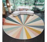 Round Rugs for Living Room 60 cm, Colorful Rug Washable Carpet Non-Slip Soft Bathroom Rugs, Minimalist Sunlight Stripes Printed Round Rug Flanell Doormat for Bedside Bedroom Sink