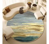 Round Rugs for Living Room Golden Green Retro Round Outdoor Rug Non-Slip Rugs Living Room Bedroom Washable Rug for Kids Room Bedside Circle Rug Soft Round Rug 120cm