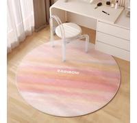 Round Rugs for Living Room Pink Yellow Stripes Round Rugs Indoor Outdoor Use for Bedroom Computer Chair Garden Porch Balconies Patio Decor Washable Rug for All Spaces 120 cm