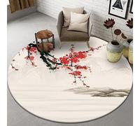 Round Rugs for Living Room Red Plum Blossoms Round Rugs Indoor Outdoor Use for Bedroom Computer Chair Garden Porch Balconies Patio Decor Washable Rug for All Spaces 80 cm