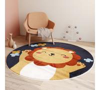 Round Rugs for Living Room Yellow Red Lion Round Rugs Indoor Outdoor Use for Bedroom Computer Chair Garden Porch Balconies Patio Decor Washable Rug for All Spaces 80 cm