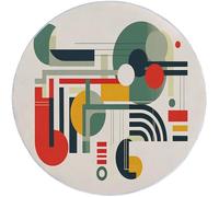 Round Rugs Geometric Abstract Modern Indoor Flannel Carpet 100 cm (Round) Soft Non Slip & Shedding Carpet Floor Mat for Bedroom Living Room Playroom Red Green
