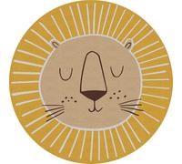 Round Rugs Lion Pattern Carpet, Customized Rug Washable Non-slip Bottom, Personalized Rugs Bedroom Living Room Home Decor, mustard yellow,80 cm