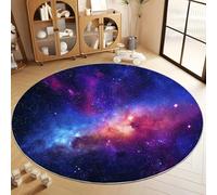 Round Rugs Living Room 100 cm, Low-Pile Exquisite Galaxy Nebula Printed Circle Rug for Entryway Foyer - Blue Round Carpet Floor Mat for Bedroom Living Room Kitchen Hallway
