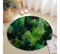 Round Rugs Living Room 120cm, Watercolor Area Rugs Machine Washable Non-Slip Carpet Abstract Camouflage Military Low Pile Non-Shedding printed carpet Suitable for dining room bedroom Green