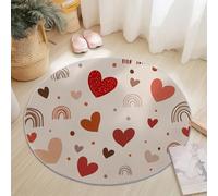 Round Rugs Living Room 60cm, Simplicity Area Rugs Machine Washable Non-Slip Carpet Cute Romantic Loving Low Pile Non-Shedding printed carpet Suitable for dining room bedroom Color