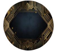 Round Rugs Minimalism Living Room 100cm, Black Low Pile Rugs Machine Washable Non-Slip Carpet, Non-Shedding Elegance Lines Printed Design for Dining Room Bedroom