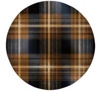 Round Rugs Modern Style Living Room 90cm, Black Low Pile Rugs Machine Washable Non-Slip Carpet, Non-Shedding Luxury Lines Checks Printed Design for Dining Room Bedroom