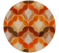 Round Rugs Retro Living Room 120cm, Tan Low Pile Rugs Machine Washable Non-Slip Carpet, Non-Shedding Ripple Printed Design for Dining Room Bedroom