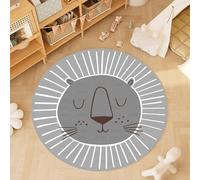 Round Rugs sleeping Lion Pattern Circular Carpet Room Decoration Mat,Grey White, ø 70 cm, Nursery Decoration Rugs Large Children's Room Décor Rug Playmats