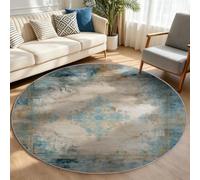 Round Rugs Traditional Print Patchwork Circle Area Rug 150 cm | Oriental Vintage Circular Carpet for Living Room Bedroom Dorm Dining Room Table, Non Slip Soft Low Pile Stain Resistant, Blue