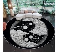Round Rugs Yin Yang Nebula Mysterious Art Indoor Flannel Carpet 60 cm (Round) Soft Non Slip & Shedding Carpet Floor Mat for Bedroom Living Room Playroom Black White