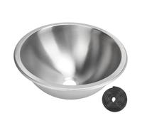 Round RV Kitchen Sink, 12 Inch 304 Stainless Steel Bathroom Sink with 40mm Sewer Outlet, Easy to Install, Embedded Hand Wash Basin for Boat Caravan Camper Yacht, Space Saving