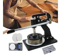 Round Sampler Cutter with Hand Press, Adjustable Cutting Thickness for Film, Paper, Cloth, Wool, and Leather, Includes 2 Pads