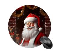 Round Santa Christmas Zoom Mouse Pad Non-Slip Rubber Base Waterproof Mouse Mat Travel Portable Gaming Mousepad for Office Work Home Computer Laptop Personalized Accessory