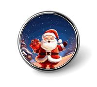Round Santa Claus Lapel Pin Metal Brooch Personalized Novelty Pin Cute Button Badge Safety Pin Fashion Jewelry Accessories Gift for Clothes Hat Backpack Bag