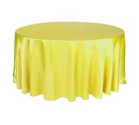 Round Satin Tablecloths Cover Bright Smooth Fabric Table Cloth Solid Color(Yellow,78inch-200cm)
