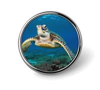 Round Sea Turtles Brooch Classic Mini Pin 1 Inch Aluminum Alloy Lapel Pin Personalized Button Badge for Backpack Hat Suit Jacket Clothing Decoration