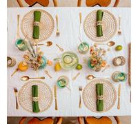 Round Seagrass Placemats for Dining Table, Natural Woven Design, 30 cm Diameter, Set of 6