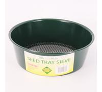 Round Seed Tray Sieve 3mm Mesh Size Green Powder Coated Steel Garden Tool