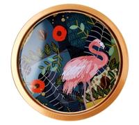 Round Serving Tray Metal Food and Drinks Beverages Coffee Tray Decorative for Parties Bars Gatherings Home Breakfast Dinner Table Tray Colourful Print Large 35.5cm (Flamingo)