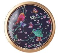 Round Serving Tray Metal Food and Drinks Beverages Coffee Tray Decorative for Parties Bars Gatherings Home Breakfast Dinner Table Tray Colourful Print Large 35.5cm (Bird)