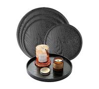 Round Serving Tray Solid Wood Anti Slip Tableware and Bar Food Tray Wooden Platter Breakfast Tray Works for Eating Working, Storing Tea Tray for Home Kitchen Bars Restaurants Available in 4 Size(24cm)