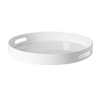 Argon Tableware Metallic Re-Usable Round Serving Tray - Metallic Finish - 33cm - White