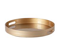Argon Tableware 33cm Round Serving Trays with Handles - Gold - Pack of 6 - Metallic Finish Decorative Breakfast Tray Melamine Food Tray for Eating, Snacks, Drinks, Food Serving