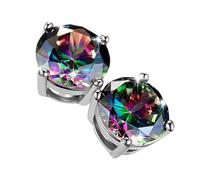 Round Seven Color Silver Plated Men's Earrings Men's And Women's Earrings Personalized Ear Accessories Pear Shaped Stud Earrings (Silver, One Size)