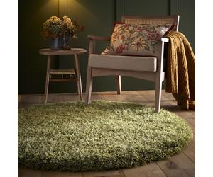 Round Shaggy Green Rug - 133 x 133 cm - Chicago - Origins