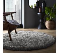 Round Shaggy Grey Rug - 133 x 133 cm - Chicago - Origins