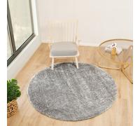 Round Shaggy Solid Color Plush Pile Dark Grey CLAIRE Area Rug Livabliss Grey 120cm x 120cm