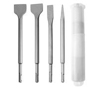 Round Shank Chisel Bit Electric Hammer Chisel Bit Kit Sturdy Practical Pointed Flat Chisel Bits for Concrete Structure Demolition 4Pcs Set with Storage Box