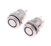 Round Shape 16mm IP67 Metal Push Button Switch Waterproof Self-reset Momentary Locking Latching NO High/Flat/Momentary(12mm 2pcs)