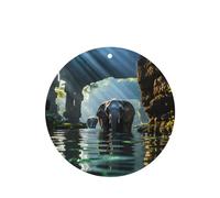 Round Shape Car Air Fresheners Asian Elephant In The Water Pattern 6 Pcs Car Aromatherapy Tablets For Car Wardrobe Shoe Cabinet Eliminate Odors