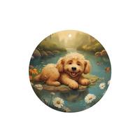 Round Shape Car Air Fresheners Puppy Lying On The Water'S Edge Pattern 6 Pcs Car Aromatherapy Tablets For Car Wardrobe Shoe Cabinet Eliminate Odors