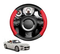 Round Shape Car Steering Wheel Cover For 124 Spider 2015+ Carbon Fiber and Microfiber PU Leather Breathable Anti-Slip Sport Protector Cover Auto Interior Accessories Glossy(Red)