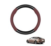 Round Shape Car Steering Wheel Cover For CROWN Royal 2022-2024 Carbon Fiber and Microfiber PU Leather Breathable Anti-Slip Sport Protector Cover Auto Interior Accessories Glossy,Wine red