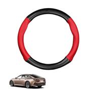 Round Shape Car Steering Wheel Cover For CROWN Royal 2022-2024 Carbon Fiber and Microfiber PU Leather Breathable Anti-Slip Sport Protector Cover Auto Interior Accessories Glossy,Red