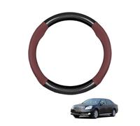 Round Shape Car Steering Wheel Cover For Crown Royal S200 2008 Carbon Fiber and Microfiber PU Leather Breathable Anti-Slip Sport Protector Cover Auto Interior Accessories Glossy,Wine red