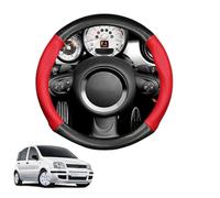 Round Shape Car Steering Wheel Cover For Panda 169 2003-2016 Carbon Fiber and Microfiber PU Leather Breathable Anti-Slip Sport Protector Cover Auto Interior Accessories Glossy(Red)