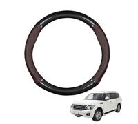 Round Shape Car Steering Wheel Cover For Patrol Y62 2010-2020 Carbon Fiber and Microfiber PU Leather Breathable Anti-Slip Sport Protector Cover Auto Interior Accessories Glossy(Dark brown)
