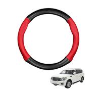 Round Shape Car Steering Wheel Cover For Patrol Y62 2010-2020 Carbon Fiber and Microfiber PU Leather Breathable Anti-Slip Sport Protector Cover Auto Interior Accessories Glossy(Red)
